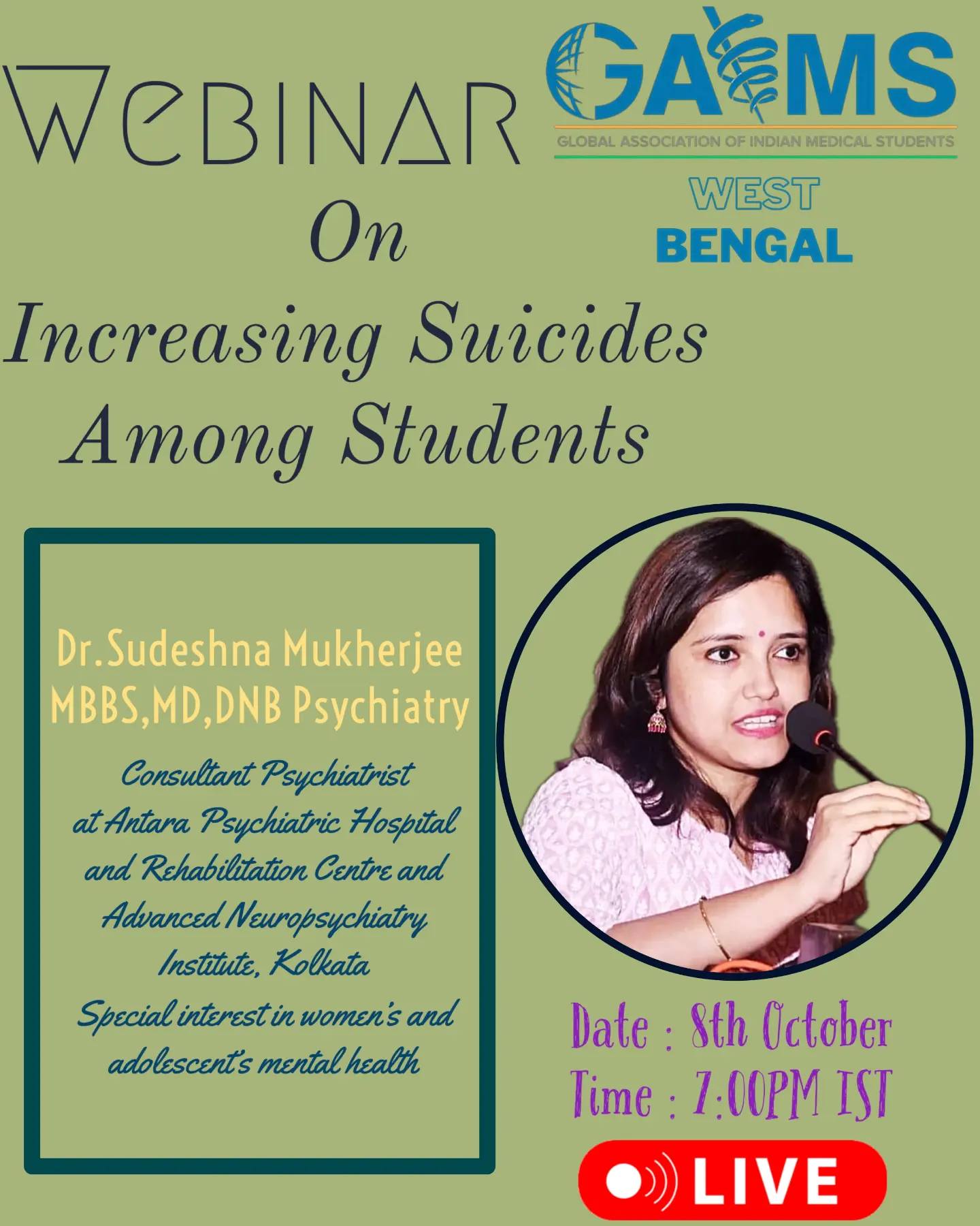 Discussion on increasing suicides among medical students at an event organized by Global Association Of Indian Medical Students